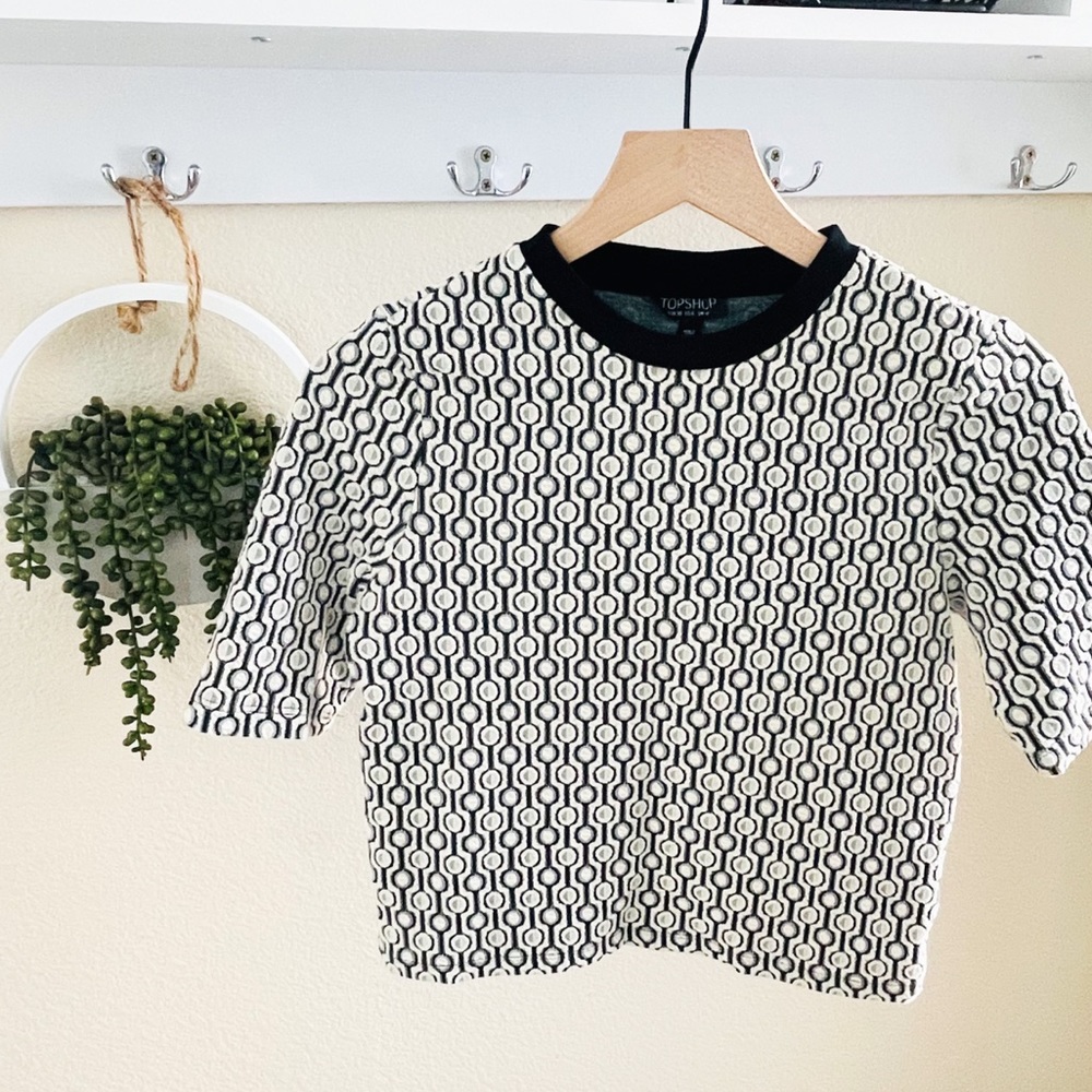 Topshop textured abstract print crop top shirt